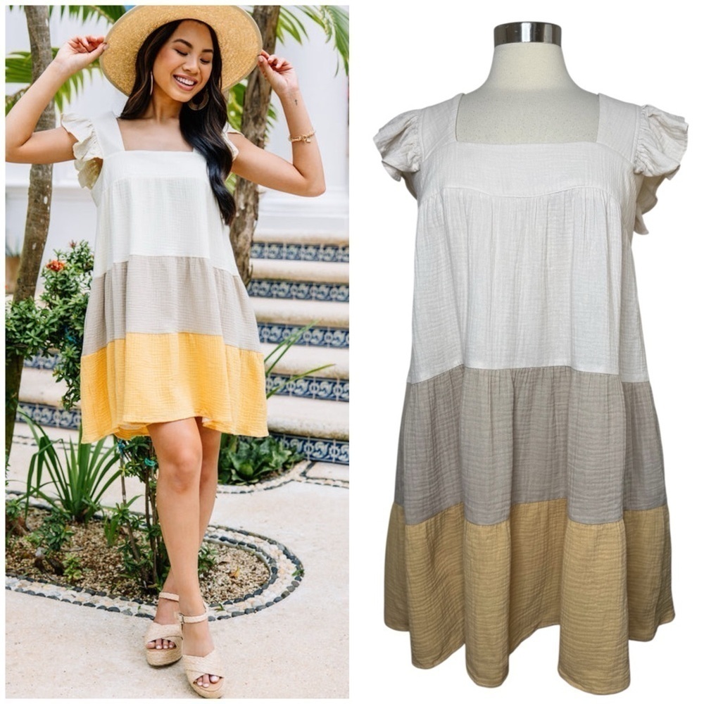VICI Ruffle Sleeve Tiered Babydoll Dress size L